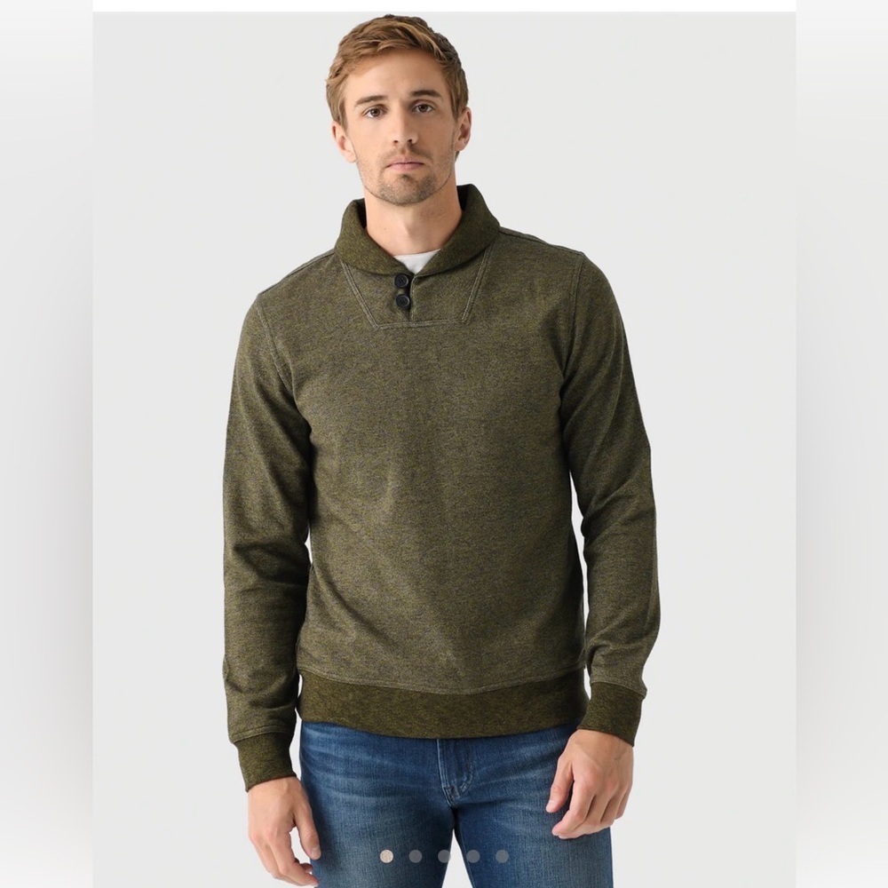 Billy Reid Men's Mouline Shawl Pullover Olive Terry Size XXL